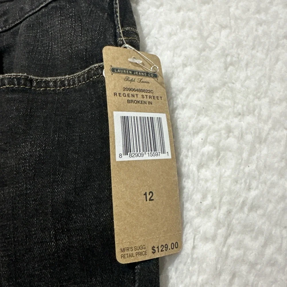Y2K Vintage Lauren Jeans Co. Ralph Lauren Size 12‎ Black With Decorative Patches - Picture 12 of 16